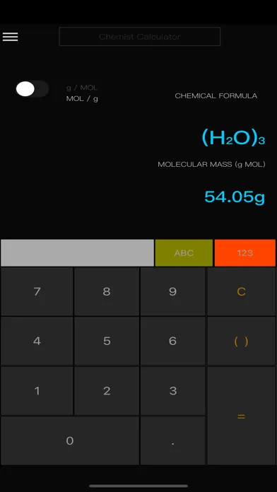 Captures d'écran de Chemist Calc