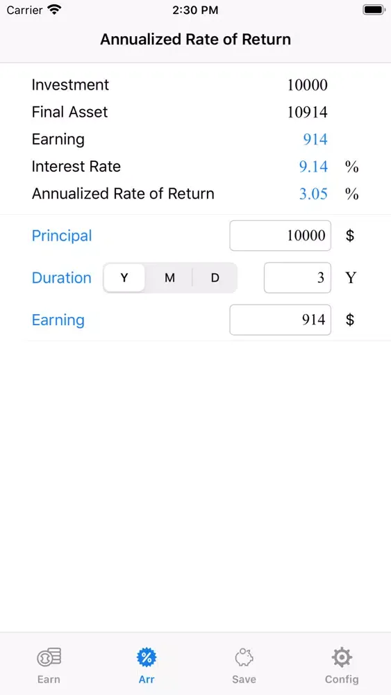 Capturas de tela do X Compound Interest Calculator