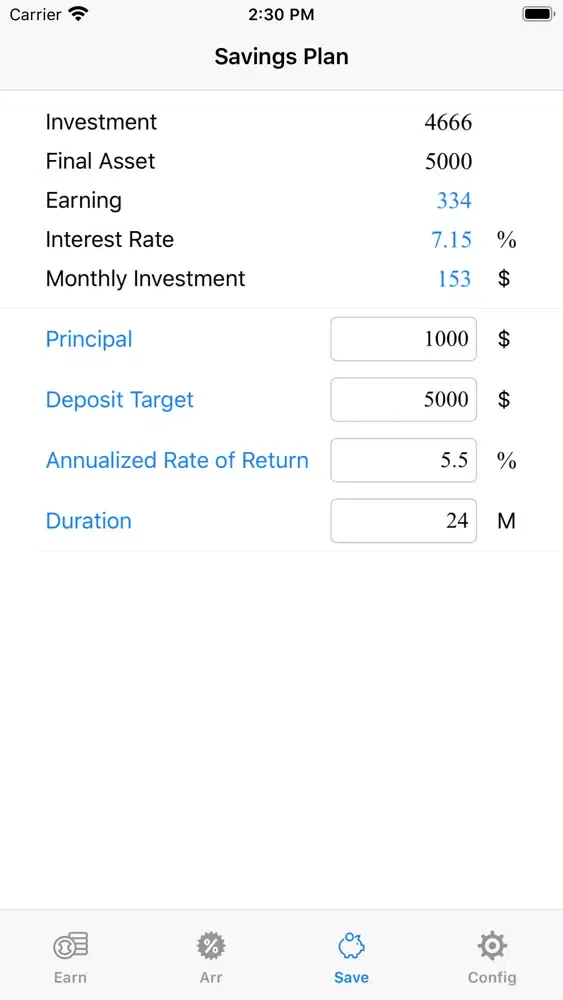 Capturas de tela do X Compound Interest Calculator