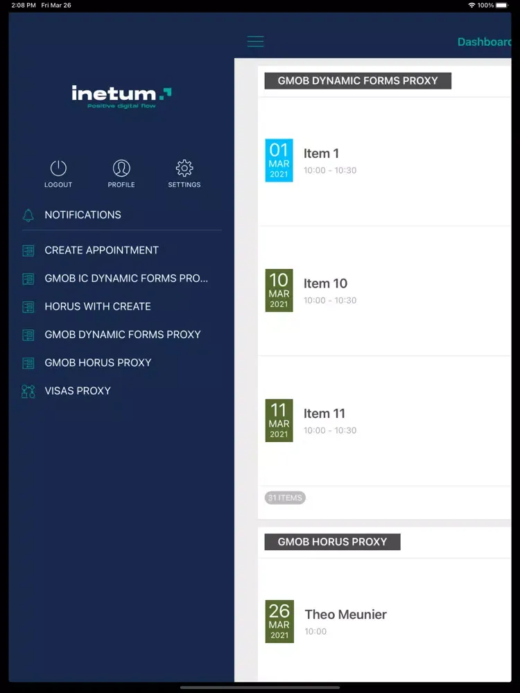 Inetum Mobility Portal iPad  Screenshots