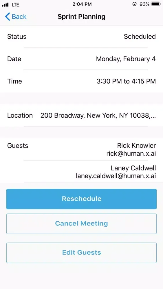 Скриншоты x.ai Scheduling Assistant