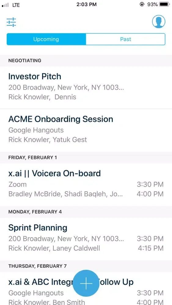Скриншоты x.ai Scheduling Assistant