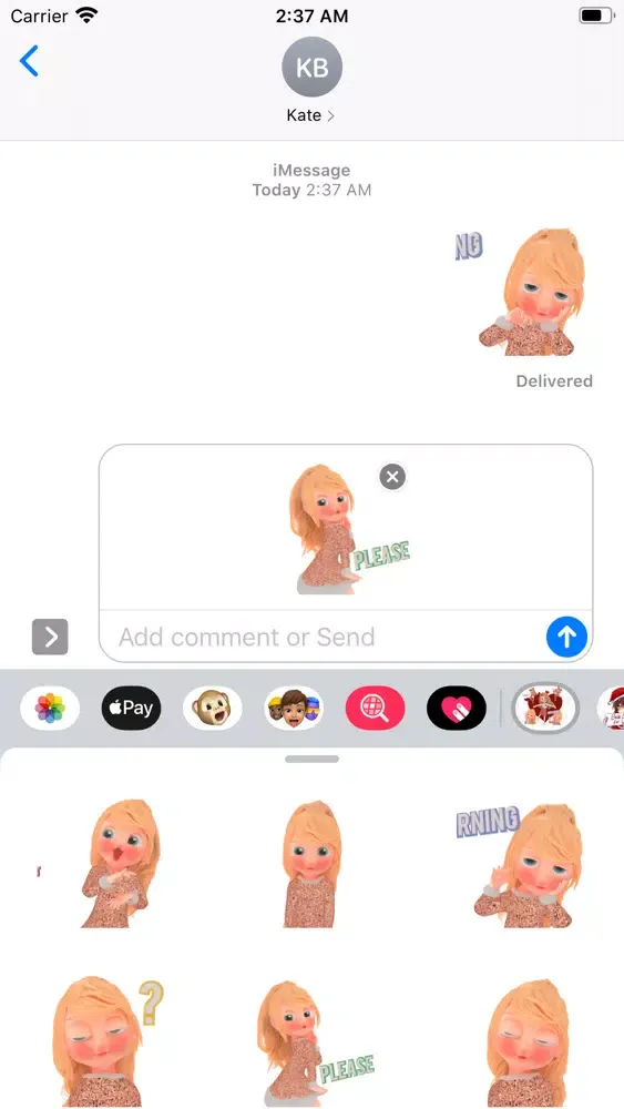 Tangkapan skrin Blondy jojo Animated Stickers