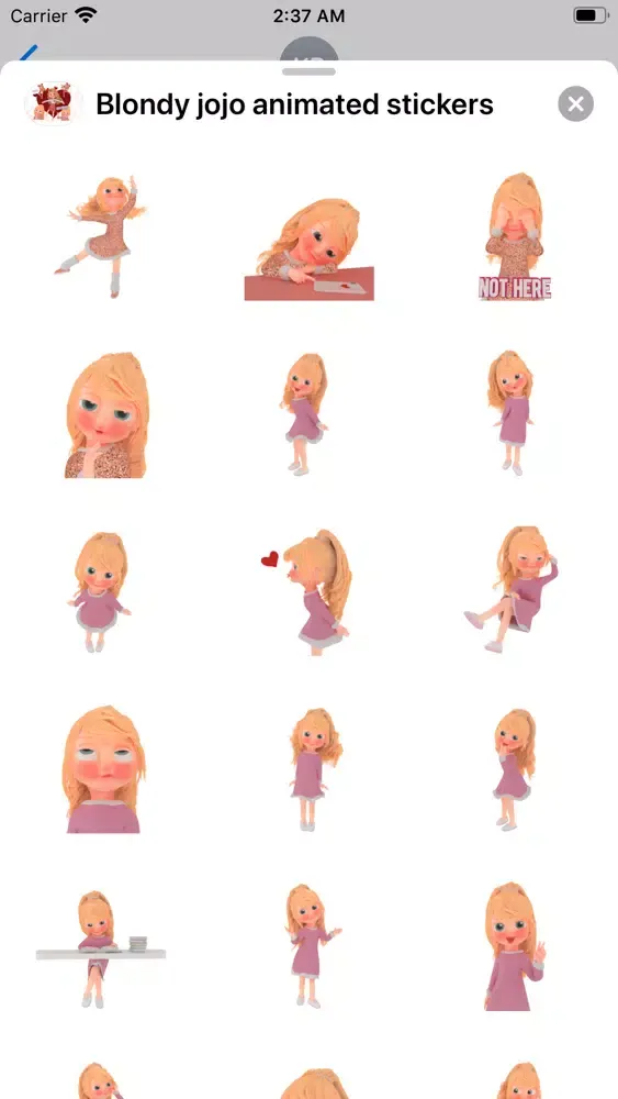 Tangkapan skrin Blondy jojo Animated Stickers