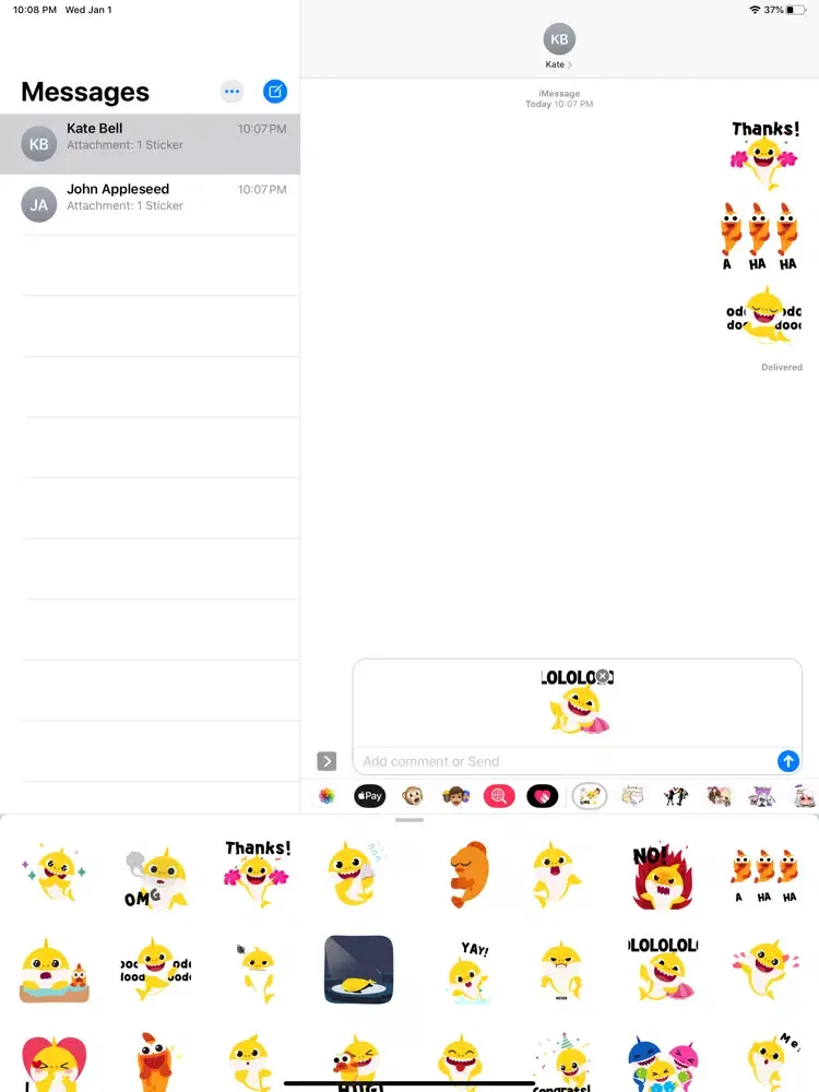 Capturas de tela do Animated Baby Shark Stickers iPad 