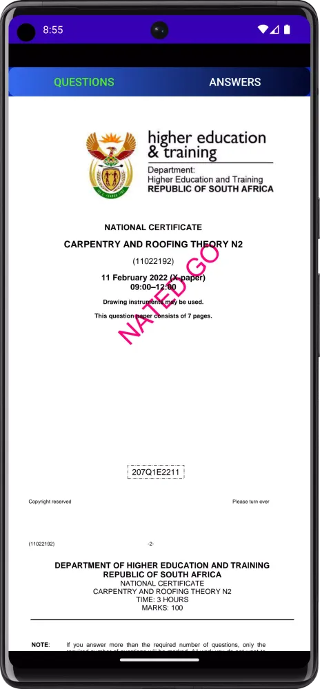 Screenshot di TVET Carpentry, Roofing Theory