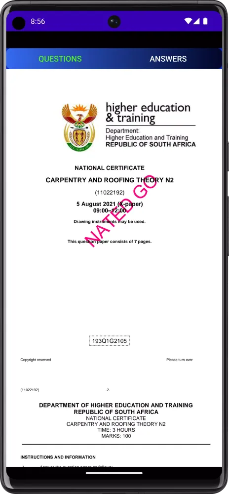 Screenshot di TVET Carpentry, Roofing Theory