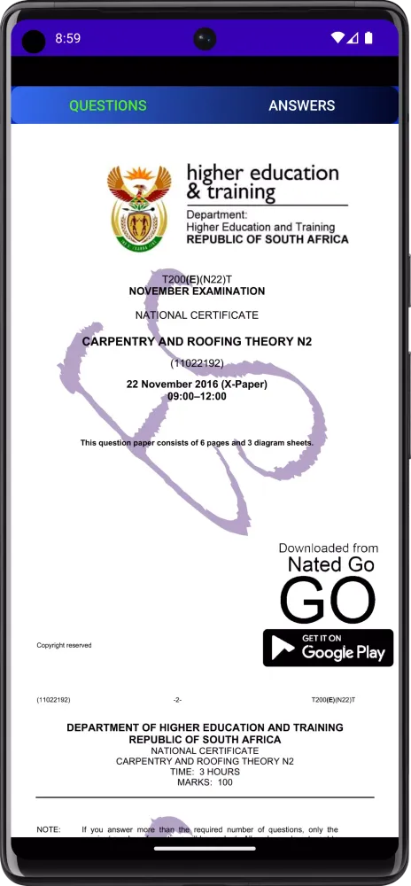Screenshot di TVET Carpentry, Roofing Theory