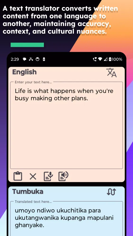 English Tumbuka Translate Screenshots