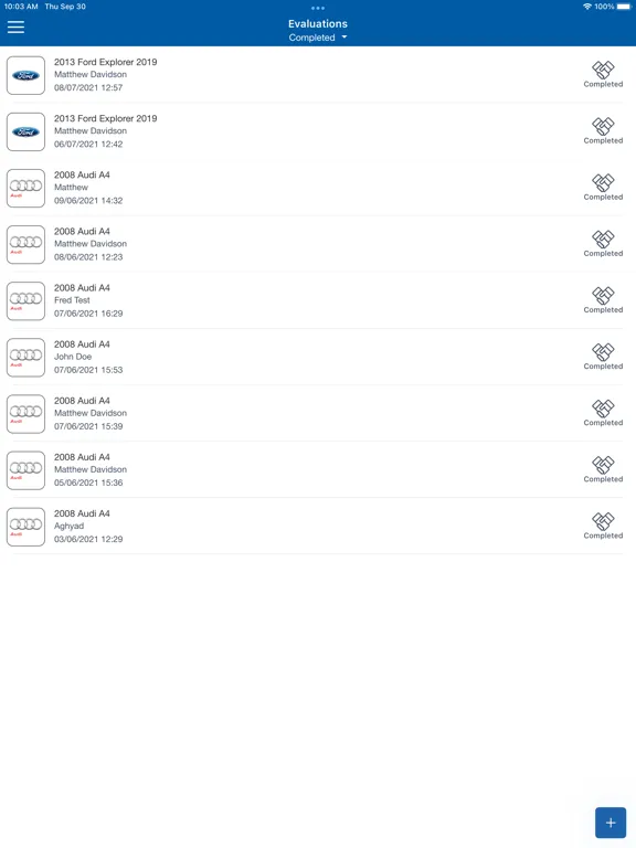 Tangkapan layar Bank Evals iPad 