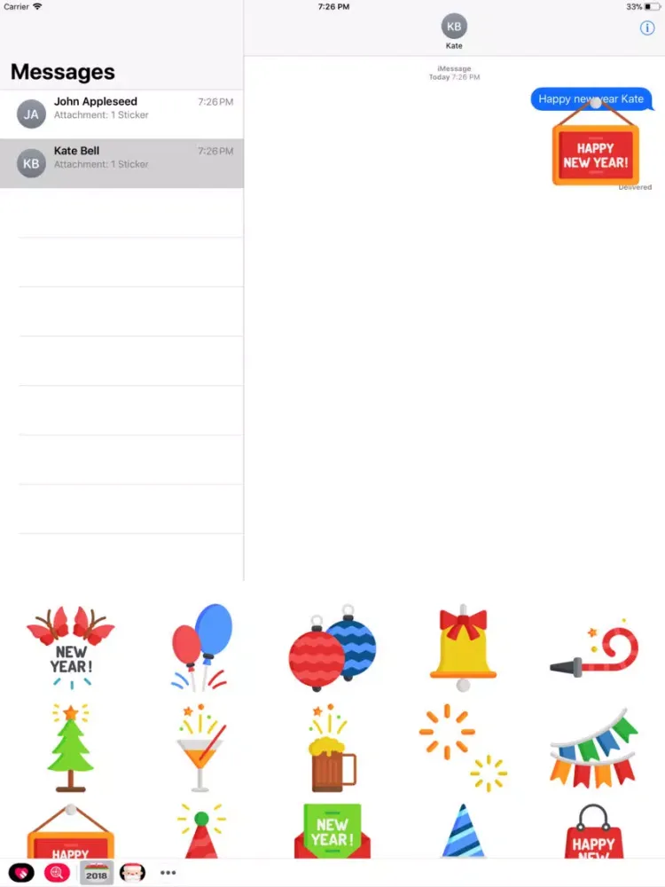 Скриншоты New Year 2018 Stickers Pack iPad 
