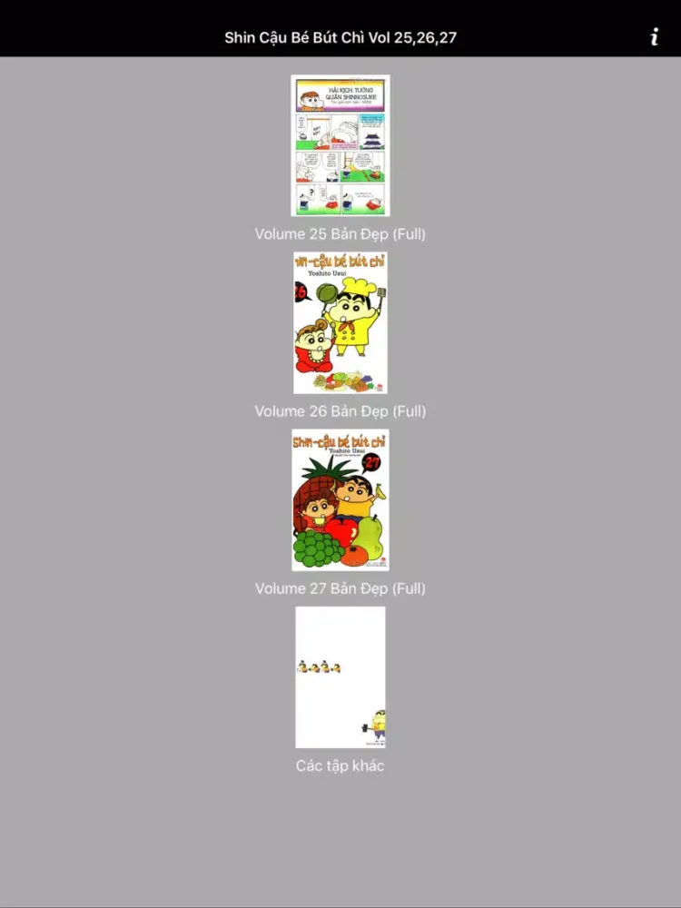 تصاویر Shin Cậu Bé Bút Chì Vol 25,26,27 iPad 
