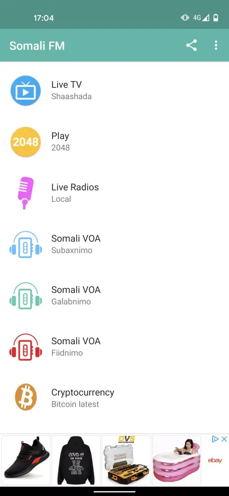 Capturas de tela do Somali FM