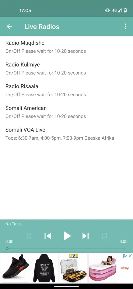 Capturas de tela do Somali FM