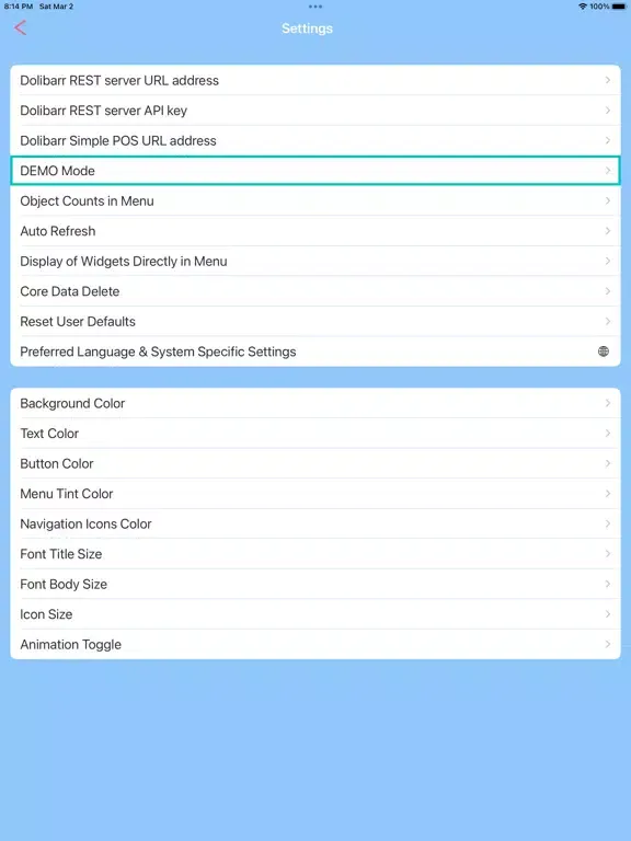 Скриншоты Dolibarr Connect iPad 