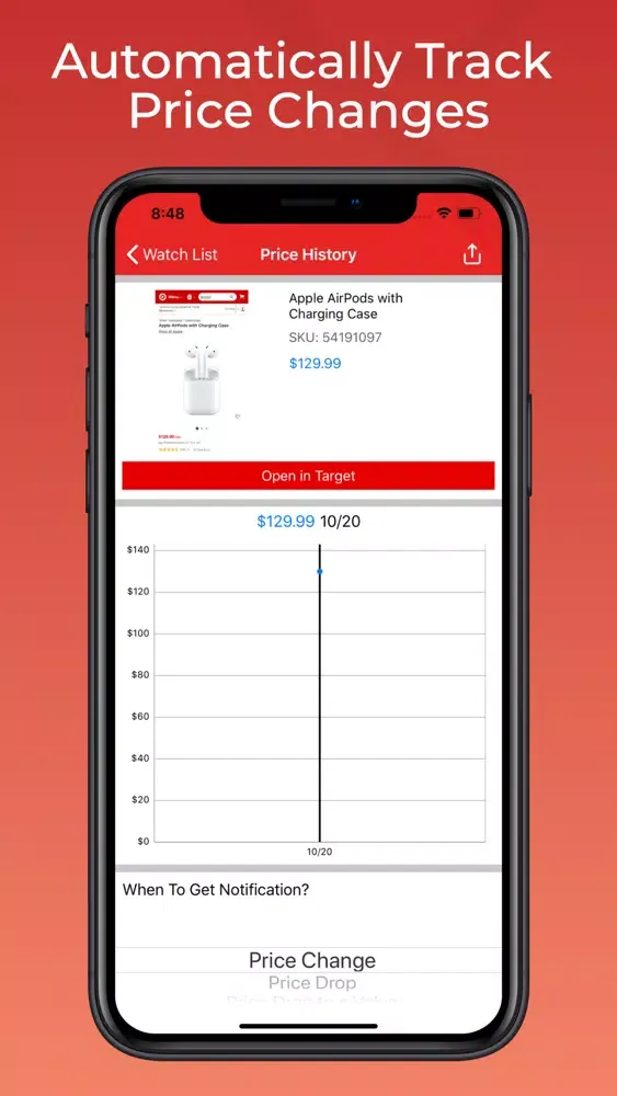 Tangkapan skrin Price Tracker for Target