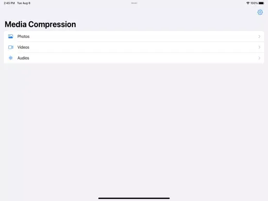 Capturas de tela do Media Compression iPad 