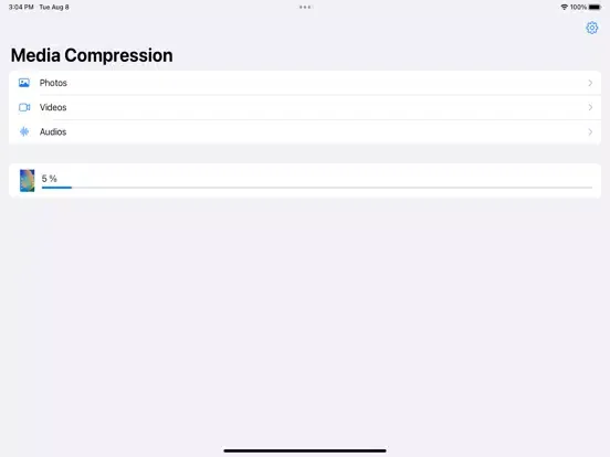 Capturas de tela do Media Compression iPad 