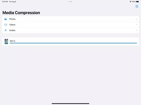 Capturas de tela do Media Compression iPad 