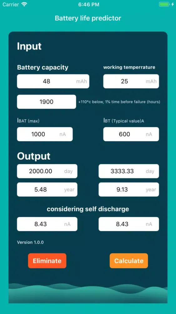 Battery life predictor 스크린샷