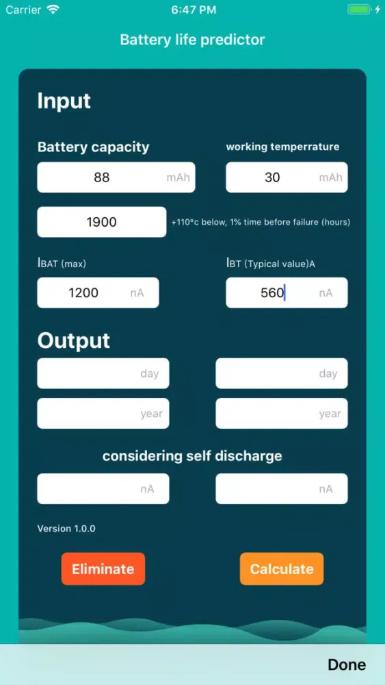 Battery life predictor 스크린샷