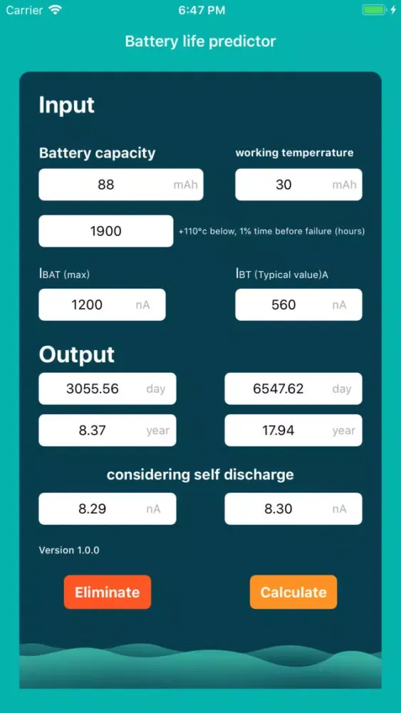 Battery life predictor 스크린샷