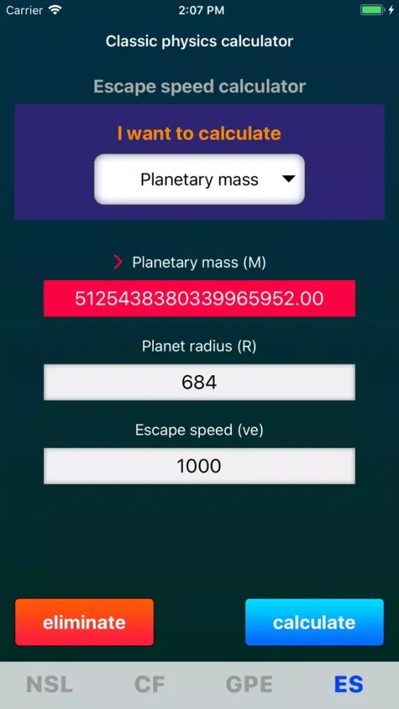 Capturas de tela do Classic physics calculator