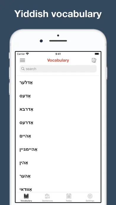 Captures d'écran de Yiddish vocabulary & sentences