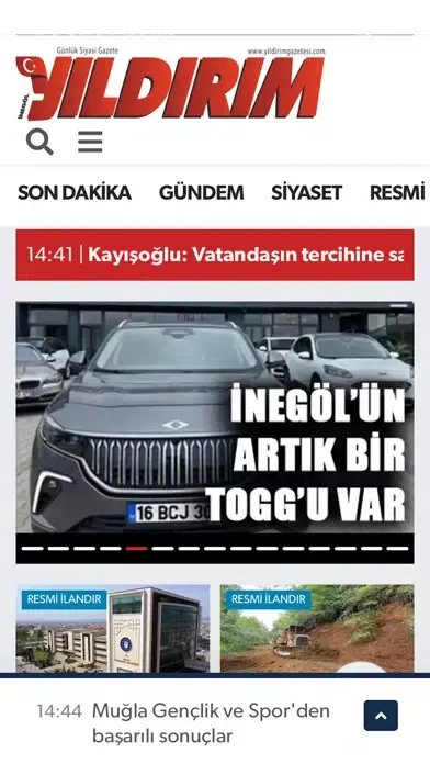 Captures d'écran de Yıldırım Gazetesi