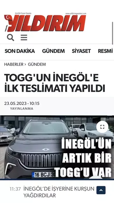Captures d'écran de Yıldırım Gazetesi