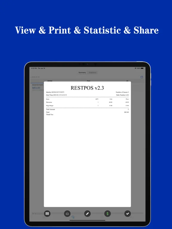 Tangkapan layar RestPOS:Restaurant POS APP iPad 