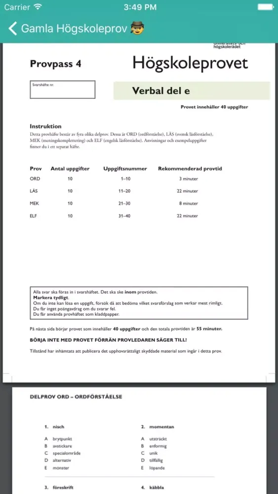 Zrzuty ekranu Högskoleprovet - Youth Group