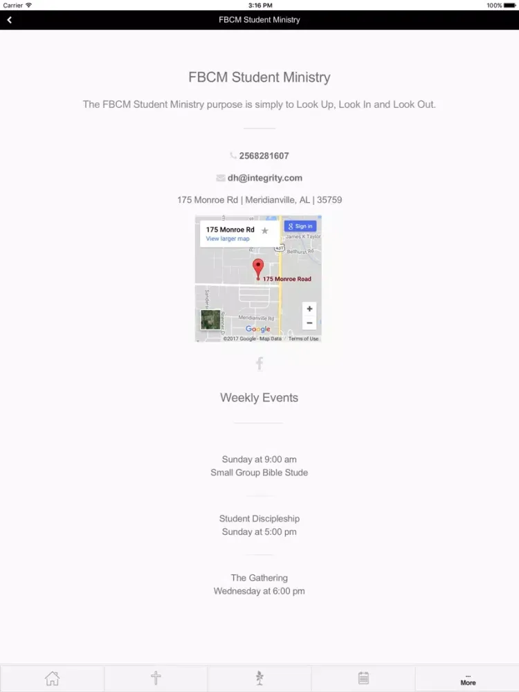 Tangkapan skrin FBC Meridianville Students iPad 