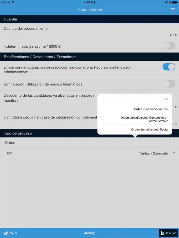 تصاویر Calculo de tasas judiciales iPad 