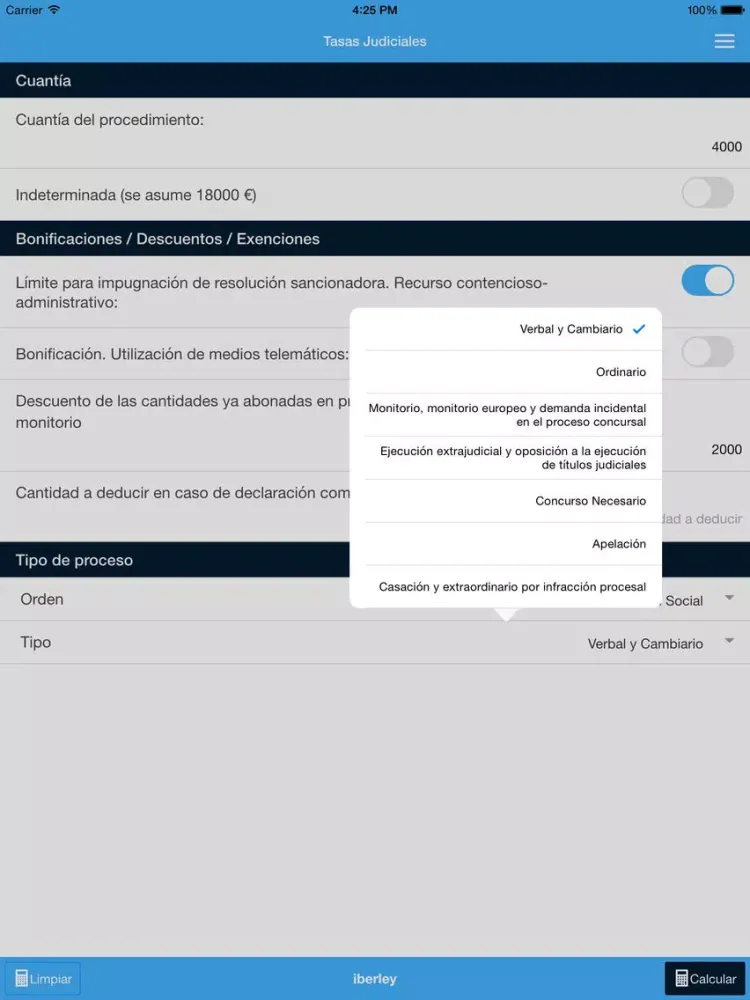 تصاویر Calculo de tasas judiciales iPad 