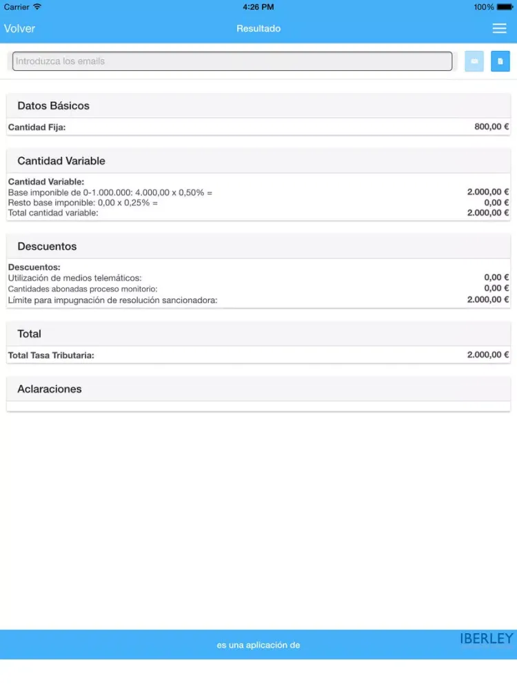 تصاویر Calculo de tasas judiciales iPad 