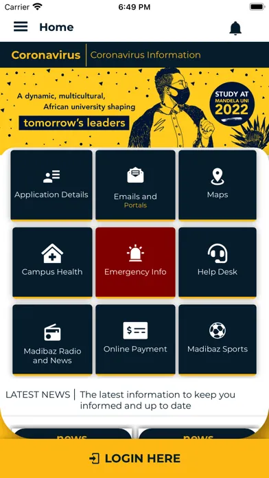Capturas de tela do Nelson Mandela University