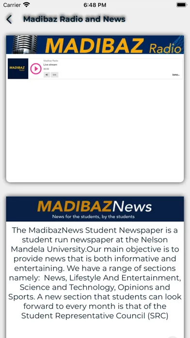 Capturas de tela do Nelson Mandela University
