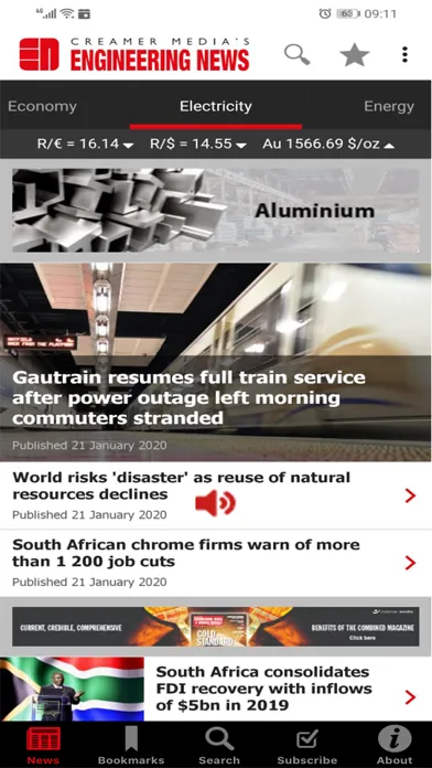 Capturas de pantalla de Creamer Media Engineering News