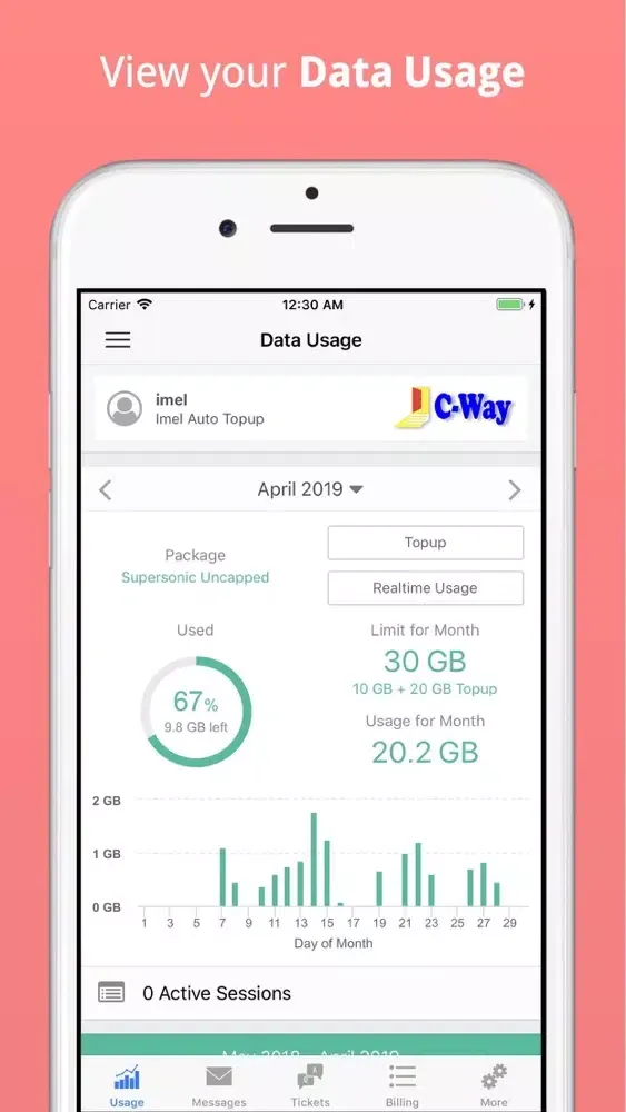 ภาพหน้าจอของ C-Way Wireless Customer App