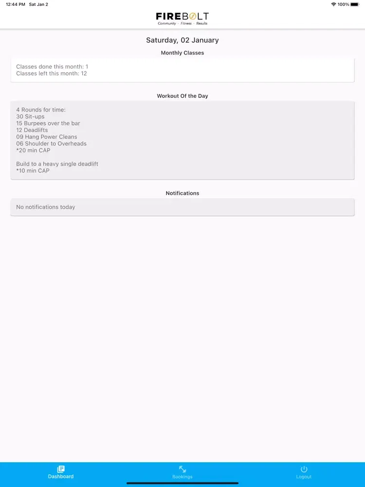 Capturas de tela do Firebolt Fitness iPad 