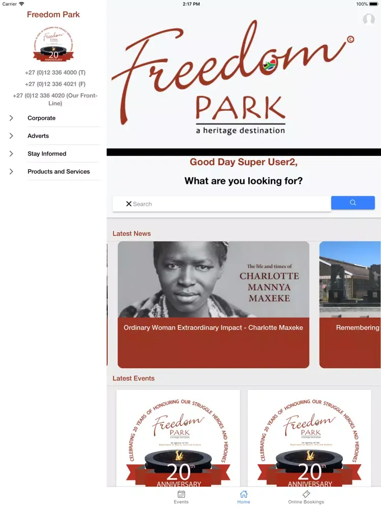 Ảnh chụp màn hình của Freedom Park App iPad 