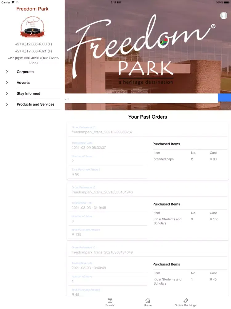 Ảnh chụp màn hình của Freedom Park App iPad 
