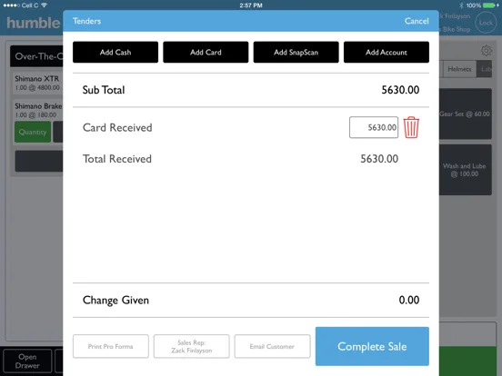 Tangkapan layar humble Till iPad 