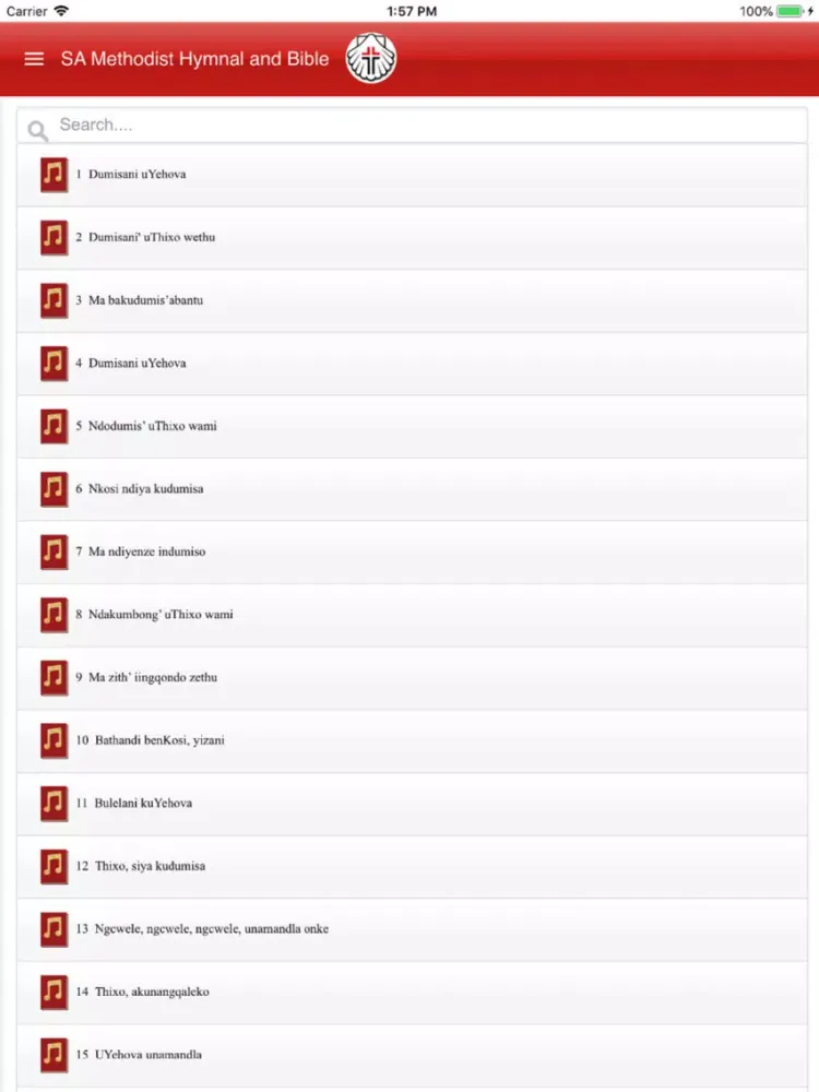 MCSA Hymnals iPad  Screenshots