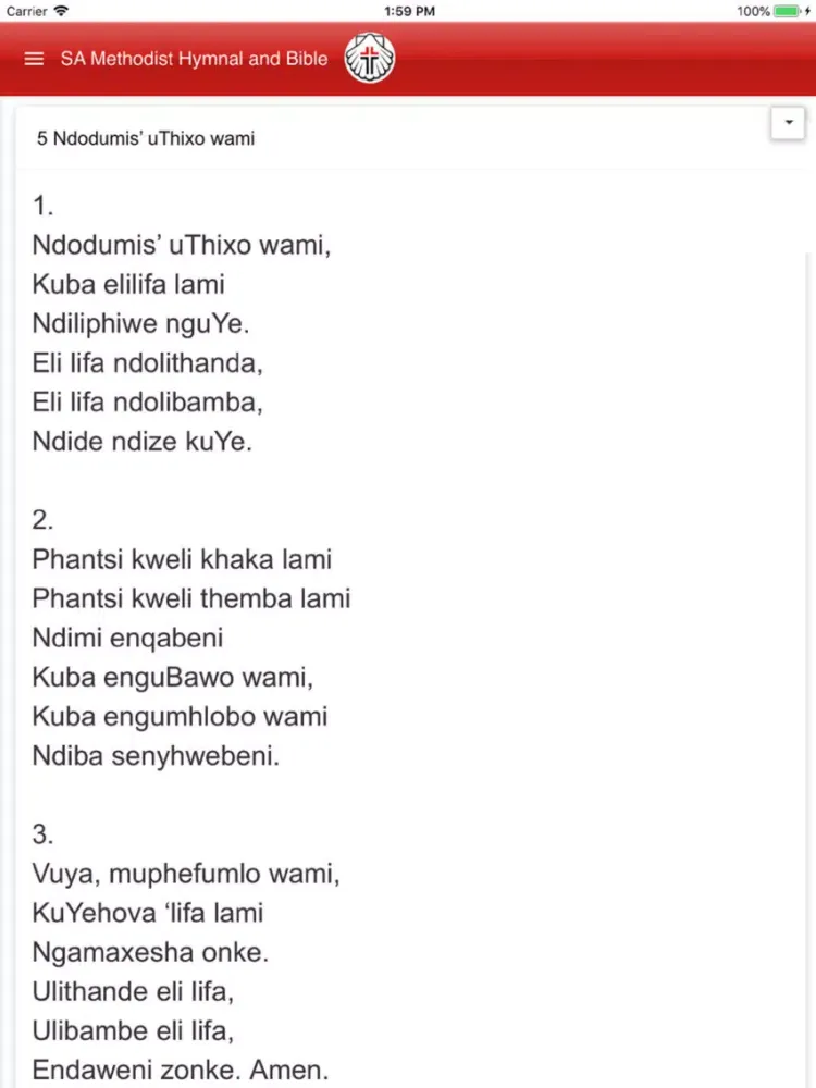 MCSA Hymnals iPad  Screenshots