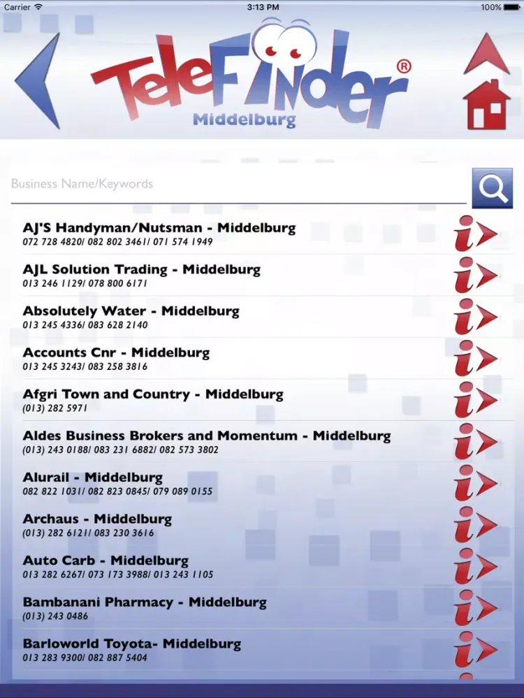 TeleFinder Middelburg iPad  Screenshots