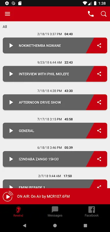 Tangkapan skrin MCR107.6FM