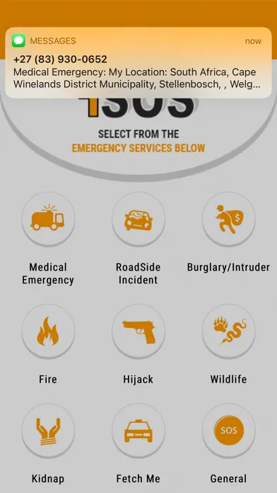 Tangkapan layar iSOS App