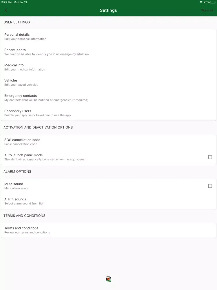 Ảnh chụp màn hình của AWS-SOS iPad 